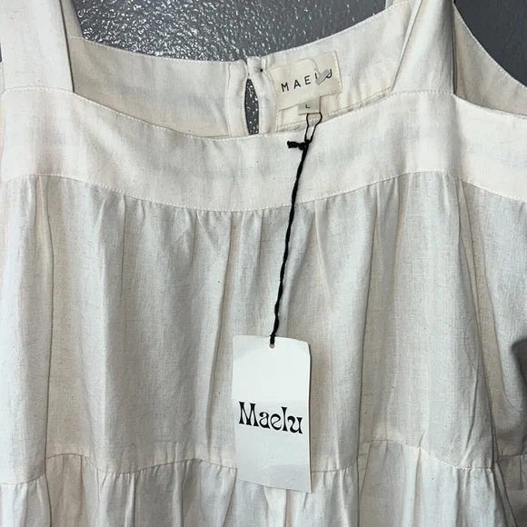 Maelu Cream Sleeveless Dress L - Picture 3 of 4